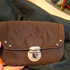 Brown Quilted Clutch with Silver Clasp